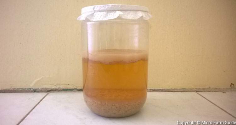finished brown rice vinegar showing three distinct layers